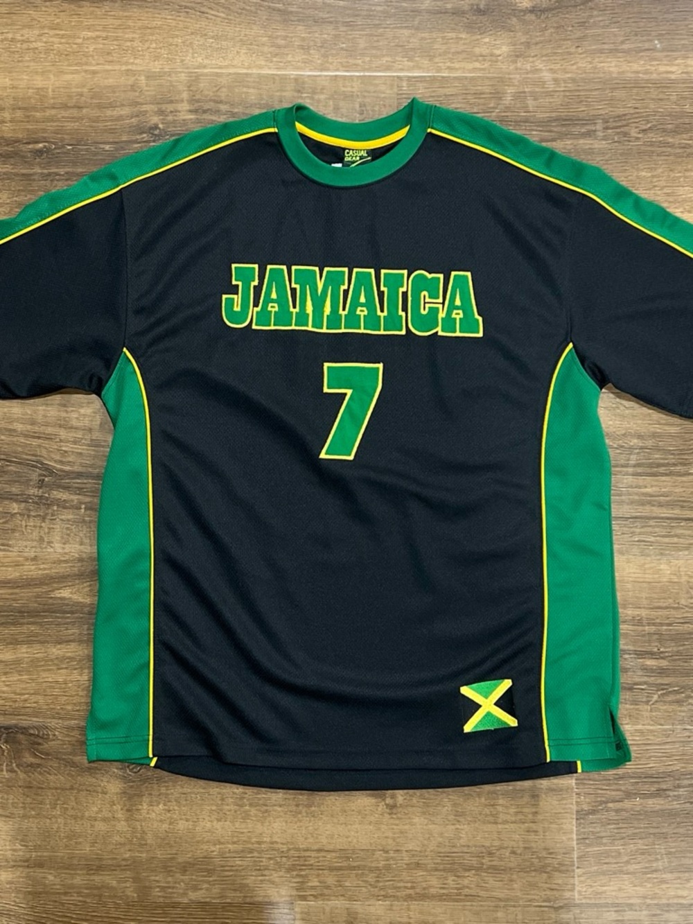 JAMAICA Number 7 Athletic Jersey Tee - Black & Green